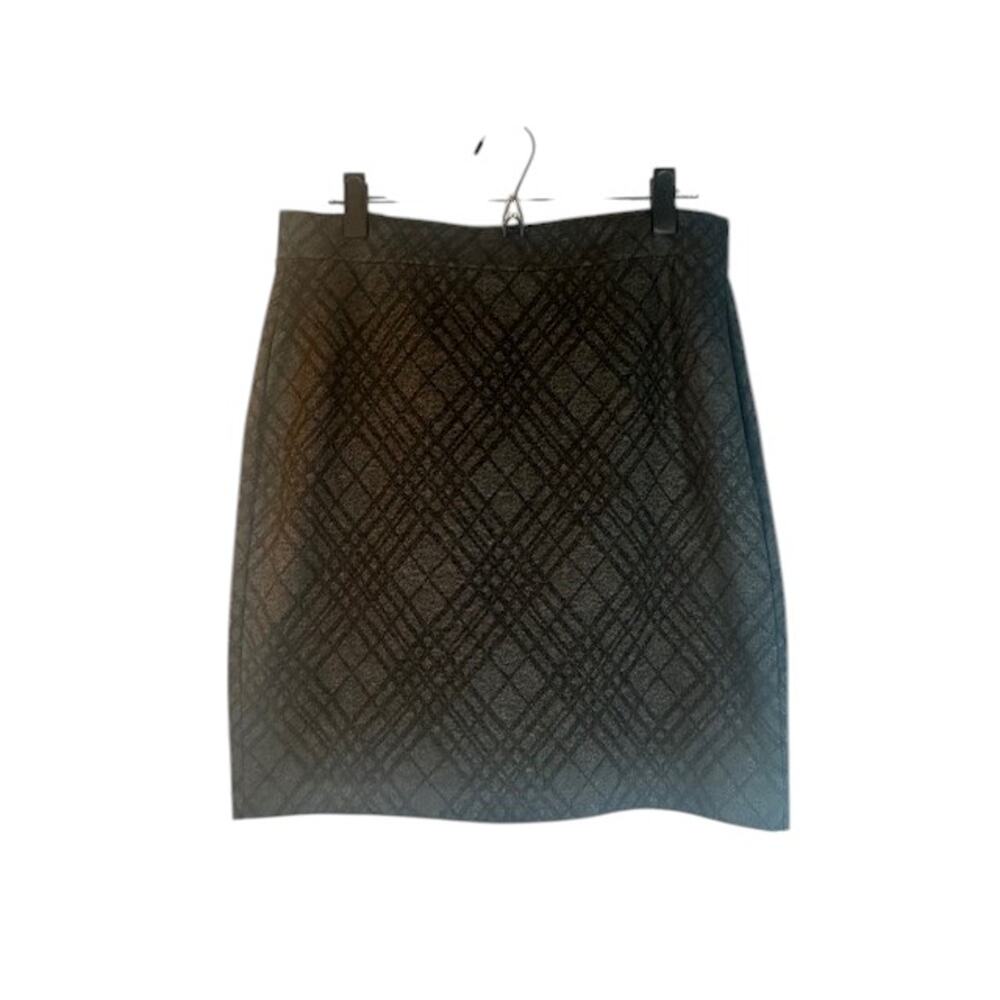 Ann Taylor LOFT Women’s Gray & Black Striped Diamond Plaid Mini Skirt Size Med